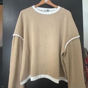 Lovers + Friends Beige Sweater with White Accents